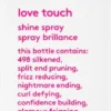 EVO Love Touch Shine Spray 2 EVO Love Touch Shine Spray -Pas Cher Fee Lisse Magasin evo love touch shine spray spray brillance pour tous types de cheveux